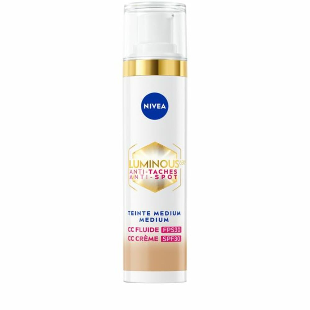 NIVEA Luminous 630 CC Anti-Fleckenfluid FPS30 Medium Teint (1 x 40 ml), CC Cream Unified Teint, Foundation deckt Hautunreinheiten ab, getönte Gesichtspflege, Anti-Aging Concealer, Fleckenreduzierer