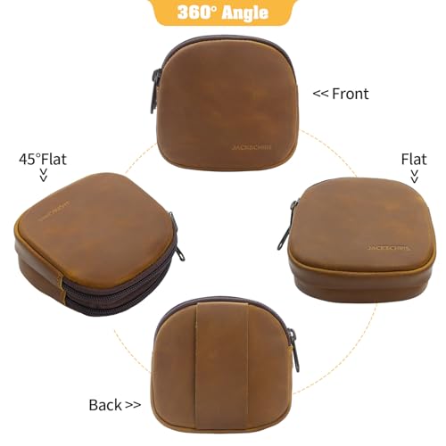 Image of Jack&Chris Coin Purse for Men, Genuine Leather Mini Coin Wallet Zipper Pocket with Back Belt Loop, Coin Bag for Men and Women