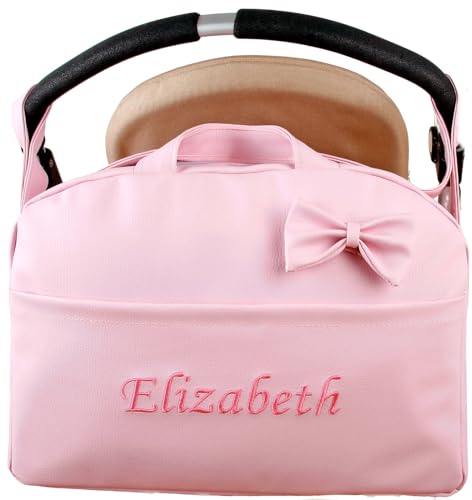 Danielstore- Bolso Carro Bebe Personalizado Acolchado con Nombre Bordado. Color Rosa