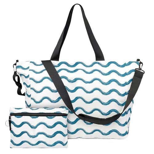 Beach Tote Bag – Foldable Travel Tote, Sandproof Shoulder Handbag | Large Zippered Summer esentials Organizer, Waterproof