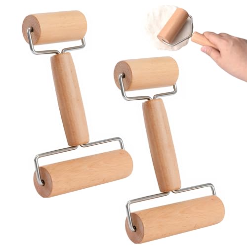 Mattarello piccolo 2 articoli rullo per pizza, piccolo rotolo di pasta con manico per pizza, biscotti, fondente, pasta per pasta per pasticceria, utensile da torta
