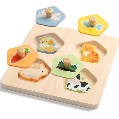 Puzzle in Legno per Bambini, Giocattoli da 1 Anno Bambino Montessori Puzzle di Legno, Giochi da Puzzle, Bambini Afferrare Puzzle Ordinamento Gioco, Adatto per Ragazze e Ragazzi Compleanno Natale
