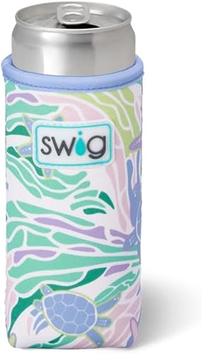 Miniatura 177 de Swig Life Skinny Can Coolie, soporte delgado de 12 onzas, enfriador de neopreno aislado con bolsillo, fundas para botellas de cerveza altas, All