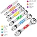 Magnetic Measuring Spoons Set - Wildone Stainless Steel Double Sided Measuring Spoons Set of 7, for Dry and Liquid Ingredients, including 6 Heavy Duty Nesting Spoons, 1 Leveler, Fits in Spice Jar