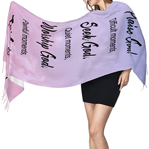 Christian Inspirational with Spiritual Bible Verse Religious Prayer Healing Scarf Pashmina Shawls Wraps Dress Wedding, WJ0620R14, 77''x27''3