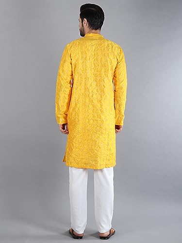 Image of Uri and MacKenzie Embroidery Silk Men's Kurta Pyjama Set