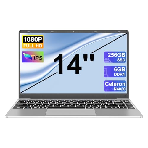 Ordenador Portátil Win 11 6GB RAM 128GB SSD Expansión SSD 1TB, Portátil 14 Pulgadas con 5G WiFi, Bluetooth 4.2 & 3.0 Transmisión Puerto 1920*1080 FHD Portatiles Buenos & Mini Puerto Multimedia-Plata