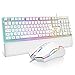 RedThunder K10 Gaming Tastatur und Maus Set, QWERTZ DE-Layout, Metallplatte und Handballenauflager，RGB-Hintergrundbeleuchtung Gaming-Tastatur und 7D mit Ergonomische Gaming-Maus für PC Mac Gamer(Weiß)