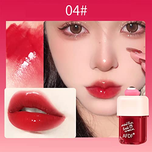 4 Colors Lip Stain Tint Set, Glossy Long Lasting Moisturizing Lip Stain, Natural Plump Lip Gloss Lip Tint Stain, High Pigment, Long-Lasting, Waterproof, Non-Sticky #TOP4