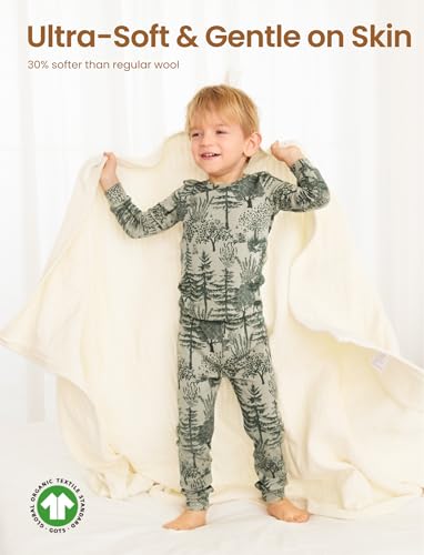 PATPAT Toddler Pajama Set with Premium Soft Wool & Tencel Blend, Snug Fit Pjs Temp-Balancing Sleeper for Kids Baby Boy Girl4