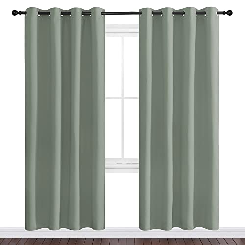 Image of NICETOWN Sage Green Blackout Curtains 78 inch Long for Office, Dining Room, Guest Room, Sound Reducing Heat and Cold Block Curtain Panels for Modern Room Decorative (55 inch Wide, 2 Pieces)