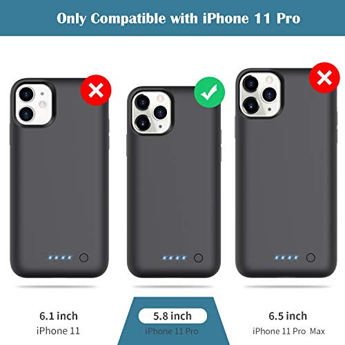 Qtshine Battery Case For Iphone 11 Pro, [6800Mah] Protective Portable Charging Case Rechargeable Extended Battery Pack Charger Case For Apple Iphone 11 Pro(5.8 Inch) Backup Power Bank Cover - Black #TOP2