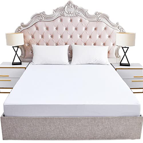 Spannbettlaken 180x200cm Matratzenbezug Wasserdichtes Bettlaken aus Vollpolyester-Strickstoff Matratzenauflagen & Topper (White 180x200) – Bild 6