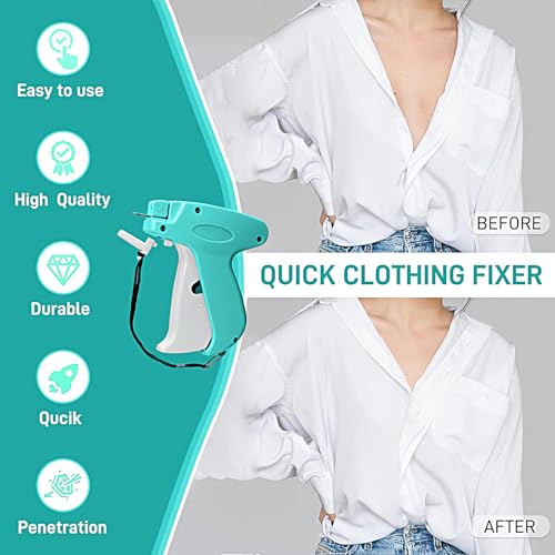 Image of 2026 New Stitch Gun for Clothes, Handheld Quick Clothing Fixer Sewing Kit with 1000 Black & 1000 White Fasteners, 6 Replacement Needles, Light Blue