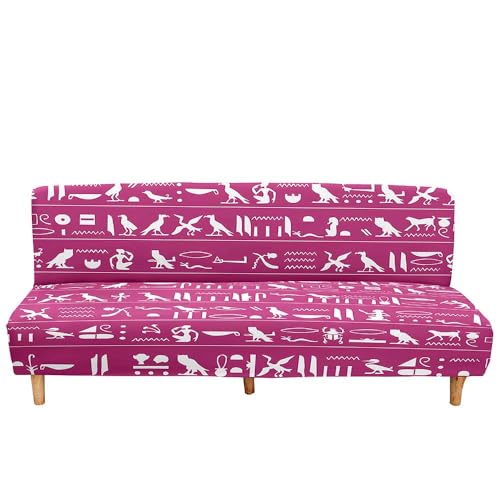 Surwin Elástica Fundas de Sofá Sin Brazos Clic Clac de 2/3 Plazas, Patrones Retro Antideslizante Funda Protectora para Sofá Cama Sofá Plegable sin Reposabrazos (Magenta,L:190-230cm)