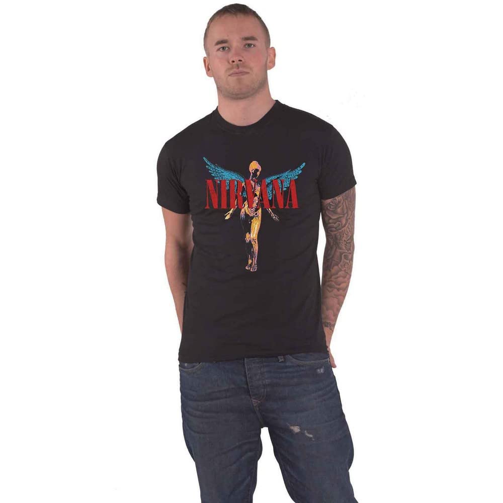 Nirvana T Shirt in Utero Angelic Band Logo Official Mens Black XXXL