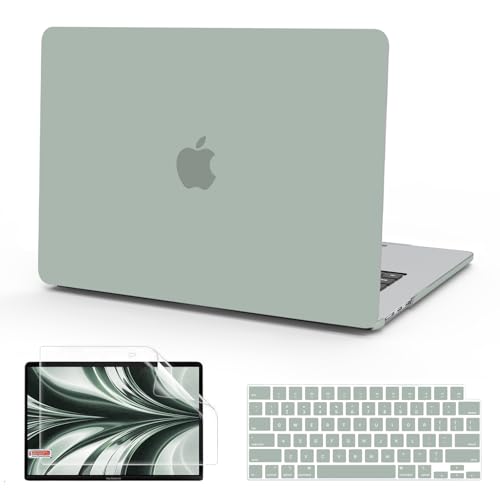 B BELK Compatible with MacBook Air 13.6 inch Case 2026 2025 2024 2023 2022 M4 M3 M2 A3240 A3113 A2681 Liquid Retina Display, Plastic Hard Shell Case + Keyboard Cover + Screen Protector, Antique Green