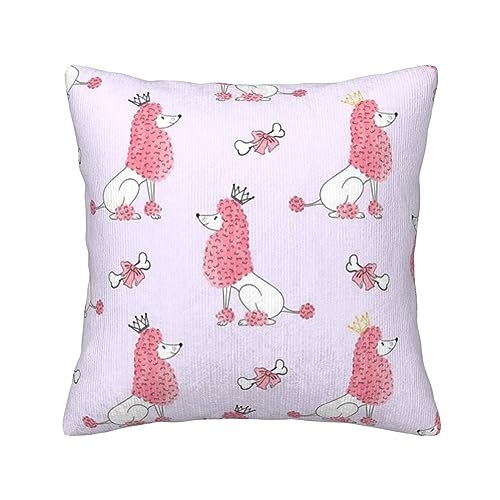 Housse de coussin salon velours rose caniche pour canapé - 2