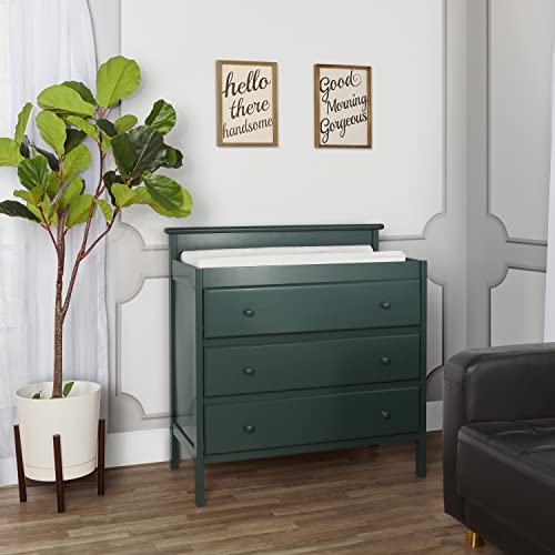Dream On Me Mason Modern Changing Table with Free Changing Pad in Olive, Three Spacious Drawers, Made of New Zealand Pinewood, Includes 1" Mattress Pad and Anti-Tipping Kit - Image 4