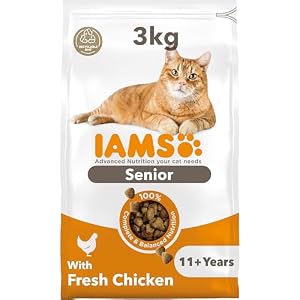 IAMS Senior 11+ Dry Cat Food Chicken 3kg – Supports Healthy Ageing