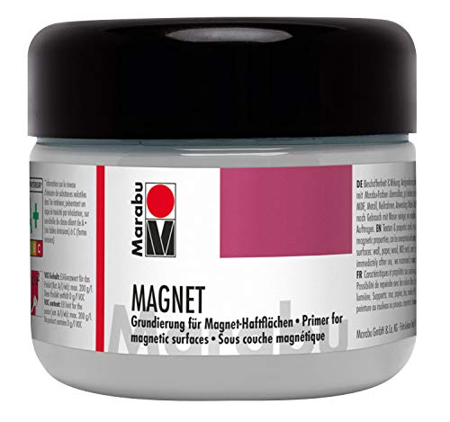 Marabu 12740025815 - Magnetfarbe, Acrylgrundierung für magnetische Flächen, 225 ml grau, nach Trocknung übermalbar, speichelecht, wasserfest und lichtecht, für ca. 0,75 m²