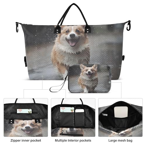 Large Travel Duffel Bag, Rain Puppy Dog Sports Tote Gym Bag, Shoulder Weekender Overnight Bag for Women Men, Carry On Luggage with Toiletry Bags2