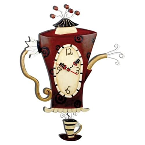 Horloge Thé Bouillant Enesco C652 en résine, objet d'art mural de 42 cm