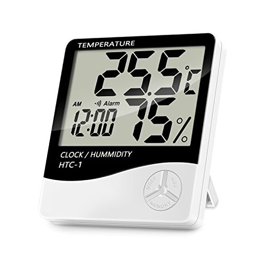 Lanhiem Indoor Digital Thermometer Hygrometer with Alarm Clock - Easy to Read