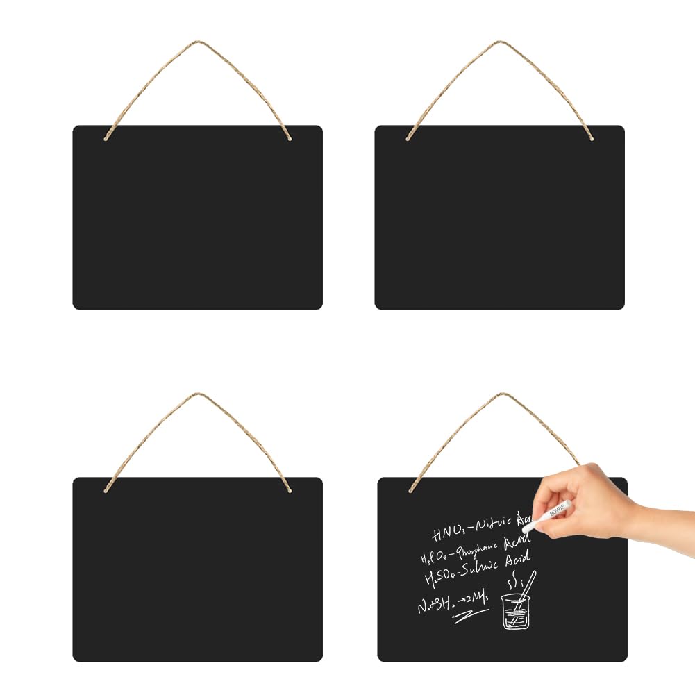 Message Effaçable 12 Mini Tableaux Noirs Suspendus - Ardoises Craie Double Face 16x12cm - Déco Et Organisation Ardoise Craie
