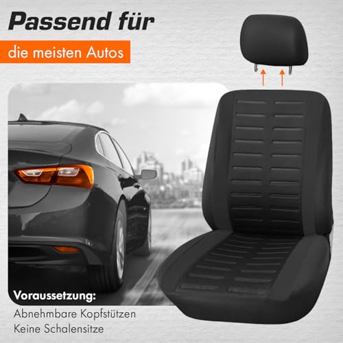 Upgrade4cars Autositzbezüge Set für die Vordersitze | Auto-Schonbezüge Universal Schwarz Auto-Sitzbezug Sommer Winter | Autozubehör Innenraum Deko | Geschenke für Frauen und Männer