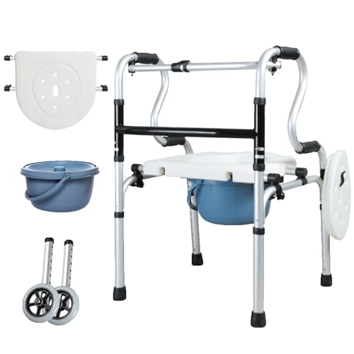Chaise percée à roulettes pliable et réglable pour senior