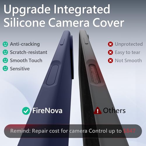 Image of FireNova Magnetic for iPhone Air Case, Compatible with MagSafe, [Integrated Silicone Camera Control Button] [Camera Protection] Microfiber Lining Phone Case for iPhone 17 Air, 6.5 inch, Navy Blue