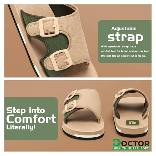 Image of DOCTOR HEALTH SUPER SOFT Men's Double Buckle Slide Sandals | Lightweight Cushioned EVA Slippers | Anti-Slip Comfortable Open Toe Casual Slides for Indoor Outdoor Everyday Wear