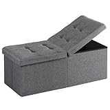 Snuvid 30.5-INCH Storage Ottoman Bench, Footrest with Storage, End of Bed Bench Coffee Table for Living Room, Bedroom, Entryway, Dark Gray