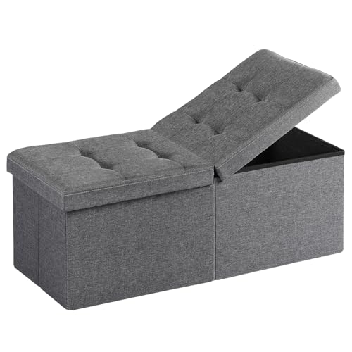 Snuvid 30.5-INCH Storage Ottoman Bench, Footrest with Storage, End of Bed Bench Coffee Table for Living Room, Bedroom, Entryway, Dark Gray