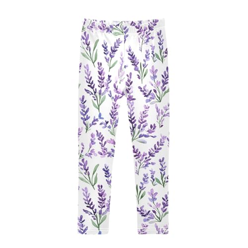 Watercolor Lavender Girls' Leggings Toddler Doodles Purple Kids Yoga Pants Dance Active Tights 4T
