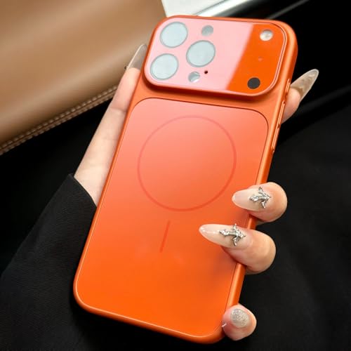 Coque rigide magnétique iPhone 15 Pro Orange protection induction et chargeur sans fil