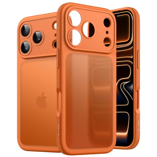 JETech Matt Hülle für iPhone 17 Pro 6,3 Zoll, Stoßfest Militärstandard FallSchutz, Vollständig Kameraschutz, Mattierte Transluzente Rückseite Minimalistische Handyhülle (Orange)