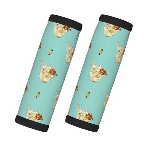 2 Pcs Luggage Handle Wraps, Honey Sundae Print Grip Handle Cover/Travel Bag Identifier for Suitcase Accessories - Main Image