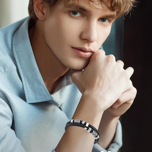 zeqingjw Urn Bracelet for Ashes for Men Viking Thor's Hammer Cremation Bracelet Ashes Keepsake Bangle Leather Braided Urn Jewelry for Loved One4