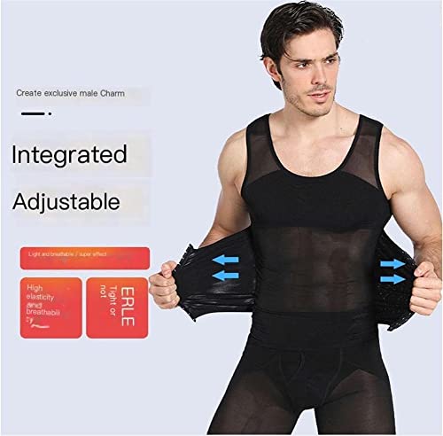 Breathable Body Shaper Men Slimming Vest Tight Abdomen Tank Top Compression Shirt Tummy Control Underwear,Black Vest-Medium2