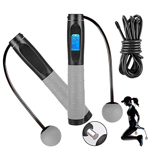 Jump Rope Digital Weighted Handle Workout Jumping Rope with Calorie Counter for Training Fitness Adjustable Exercise Speed Skipping Rope for Men Women Kids Girls