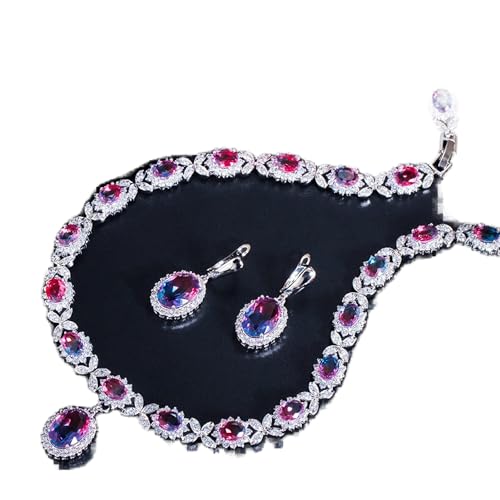 Bijoux Arc-en-Ciel coffret collier boucles d'oreilles cadeau pour femme