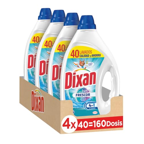 Dixan Gel Frescor 40D, Líquido para Lavadora (40 lavados, pack de 4), detergente líquido para lavar la ropa