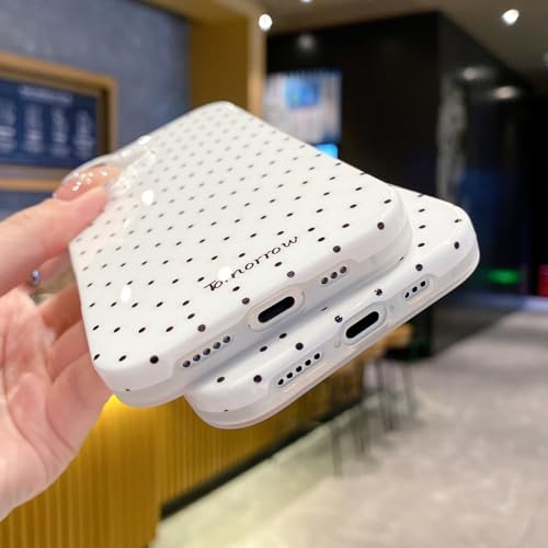 YUANLI Capa de telefone compatível com iPhone 17 Pro Max, capa de telefone de bolinhas fofa fashion design estético TPU capa de proteção fina para iPhone 17 Pro Max – branca