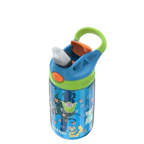 Image of Contigo Autospout Kids Water Bottle, 14oz, Pack of 1, Blue Poppy Squishies