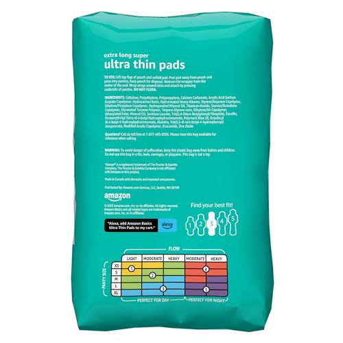 Amazon Basics Ultra Thin Pads With Flexi-Wings For Periods, Extra Long Length, Super Absorbency thumb #1