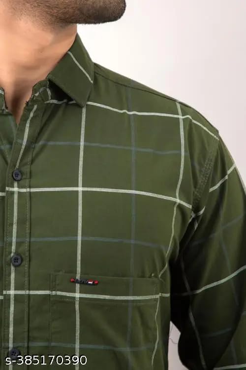 Image of Men's Cotton Casual Shirt, Brown, Full Sleeves, Regular Fit