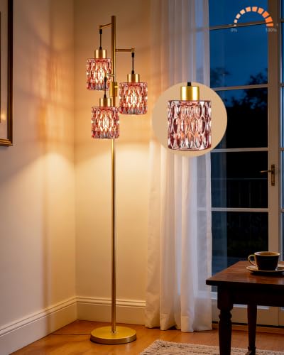 Image of Lightdot Globe Floor Lamp with LED Bulbs Included, Dimmable Floor Lamps,Unique Modern Standing Tall Lamp for Bedroom Living Room /Sofa Beside /Corner Decor-Gold
