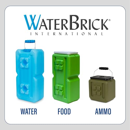International Water Storage Containers for Emergency Water Storage | 6-Pack of Stackable 3.5 Gallon Water Container Bricks | Food-Grade HDPE Plastic | BPA-Free | STD Blue